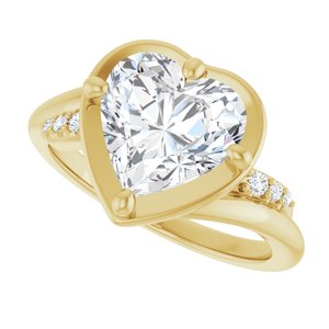 14K Yellow Gold 9x9 mm Heart Ring Mounting – image 8