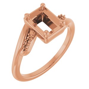 10K Rose Gold 7x5 mm Emerald Ring Mounting – image 2