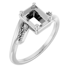 14K X1 White Gold 7x5 mm Emerald Ring Mounting – image 2