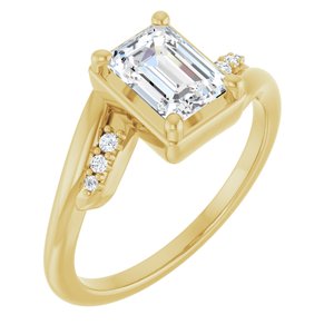 18K Yellow Gold 7x5 mm Emerald Ring Mounting