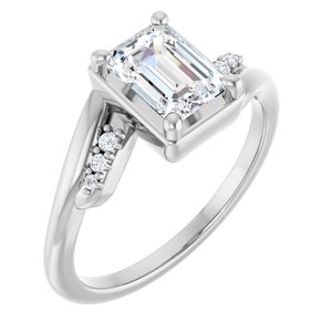 14K White Gold 7x5 mm Emerald Ring Mounting