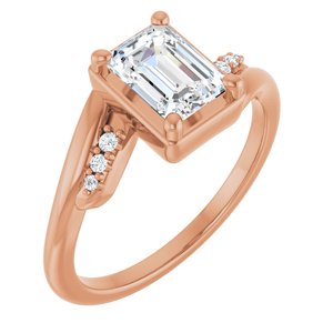 14K Rose Gold 7x5 mm Emerald Ring Mounting