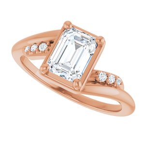 10K Rose Gold 7x5 mm Emerald Ring Mounting – image 8