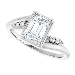 18K White Gold 7x5 mm Emerald Ring Mounting – image 8
