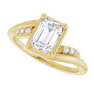10K Yellow Gold 7x5 mm Emerald Ring Mounting – image 8