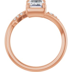 10K Rose Gold 7.5x5.5 mm Emerald Ring Mounting – image 3