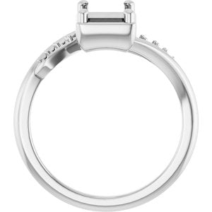 14K White Gold 7.5x5.5 mm Emerald Ring Mounting – image 4