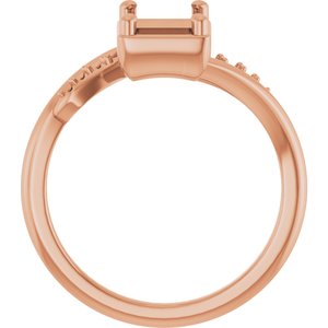 14K Rose Gold 7.5x5.5 mm Emerald Ring Mounting – image 4