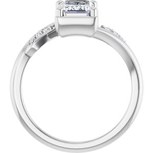 18K White Gold 7.5x5.5 mm Emerald Ring Mounting – image 3