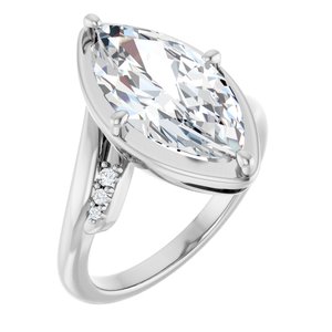 10K White Gold 16x8 mm Marquise Ring Mounting