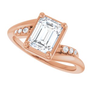10K Rose Gold 7.5x5.5 mm Emerald Ring Mounting – image 8