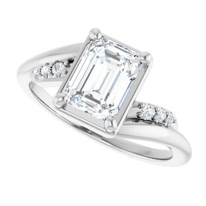 10K White Gold 7.5x5.5 mm Emerald Ring Mounting – image 8