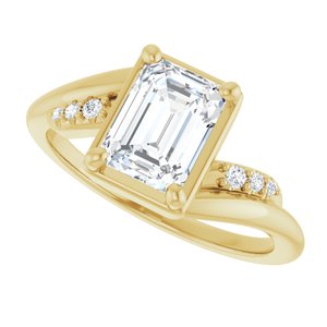 18K Yellow Gold 7.5x5.5 mm Emerald Ring Mounting – image 8