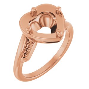 10K Rose Gold 9x9 mm Heart Ring Mounting – image 2