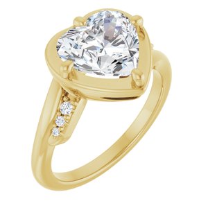 14K Yellow Gold 9x9 mm Heart Ring Mounting