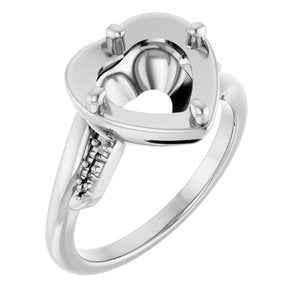 18K White Gold 9x9 mm Heart Ring Mounting – image 2