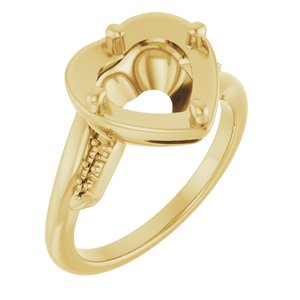 14K Yellow Gold 9x9 mm Heart Ring Mounting – image 2