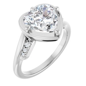 14K X1 White Gold 9x9 mm Heart Ring Mounting