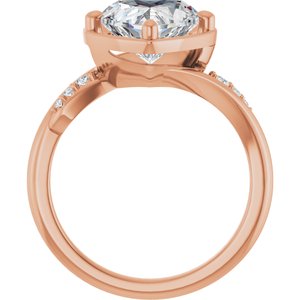 14K Rose Gold 9x9 mm Heart Ring Mounting – image 3