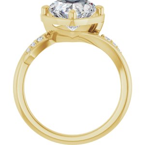 18K Yellow Gold 9x9 mm Heart Ring Mounting – image 3