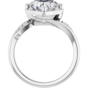 10K White Gold 9x9 mm Heart Ring Mounting – image 3