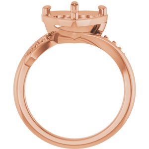 18K Rose Gold 9x9 mm Heart Ring Mounting – image 4
