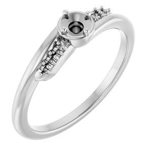 14K X1 White Gold 3.2 mm Round Ring Mounting – image 2