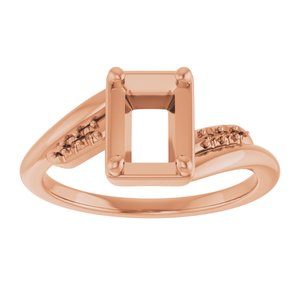 10K Rose Gold 7x5 mm Emerald Ring Mounting – image 6
