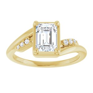 14K Yellow Gold 7x5 mm Emerald Ring Mounting – image 5