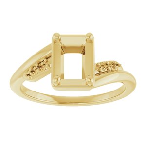 14K Yellow Gold 7x5 mm Emerald Ring Mounting – image 6