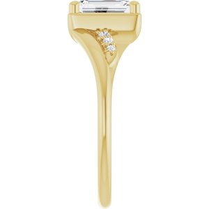 18K Yellow Gold 7x5 mm Emerald Ring Mounting – image 7