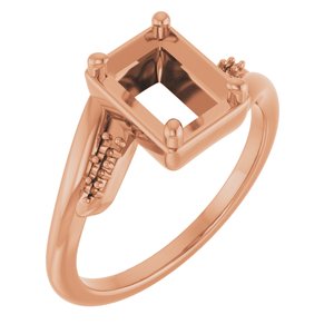 10K Rose Gold 7.5x5.5 mm Emerald Ring Mounting – image 2