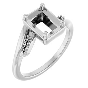 Continuum Sterling Silver 7.5x5.5 mm Emerald Ring Mounting – image 2