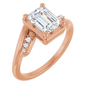 18K Rose Gold 7.5x5.5 mm Emerald Ring Mounting