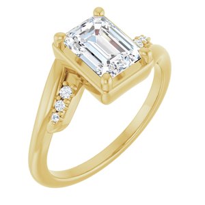14K Yellow Gold 7.5x5.5 mm Emerald Ring Mounting