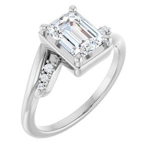 Platinum 7.5x5.5 mm Emerald Ring Mounting