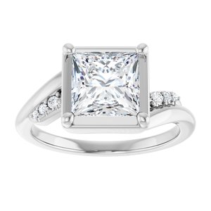 18K White Gold 7x7 mm Square Ring Mounting – image 5