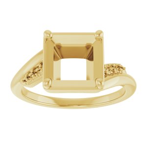14K Yellow Gold 7x7 mm Square Ring Mounting – image 6