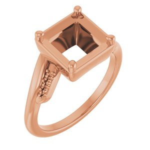 14K Rose Gold 7x7 mm Square Ring Mounting – image 2