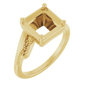 10K Yellow Gold 7x7 mm Square Ring Mounting – image 2