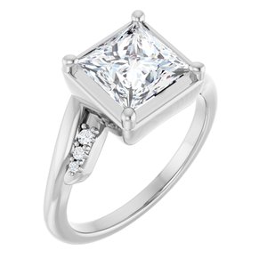 18K White Gold 7x7 mm Square Ring Mounting