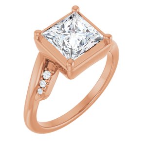 14K Rose Gold 7x7 mm Square Ring Mounting
