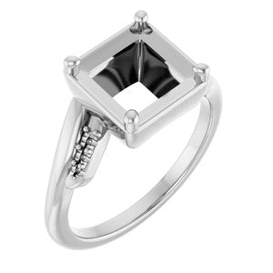 10K White Gold 7x7 mm Square Ring Mounting – image 2