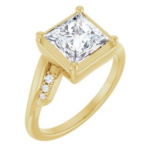 14K Yellow Gold 7x7 mm Square Ring Mounting