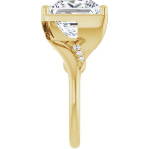 18K Yellow Gold 10x10 mm Square Ring Mounting – image 7