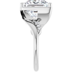18K White Gold 10x10 mm Square Ring Mounting – image 7