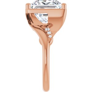 18K Rose Gold 10x10 mm Square Ring Mounting – image 7