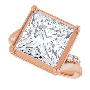 18K Rose Gold 10x10 mm Square Ring Mounting – image 8