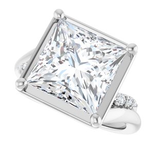 18K White Gold 10x10 mm Square Ring Mounting – image 8