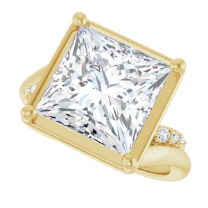 18K Yellow Gold 10x10 mm Square Ring Mounting – image 8